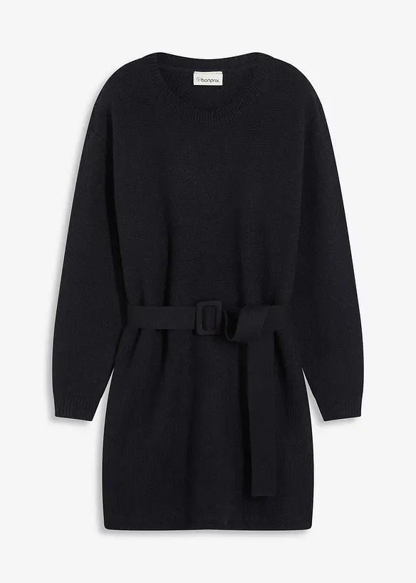 Robe courte en maille avec laine et ceinture, bonprix