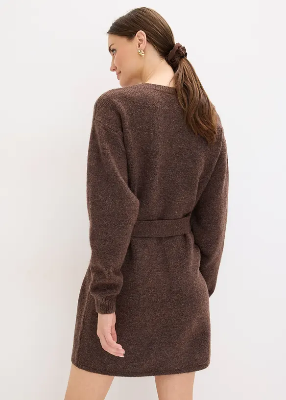 Robe courte en maille avec laine et ceinture, bonprix