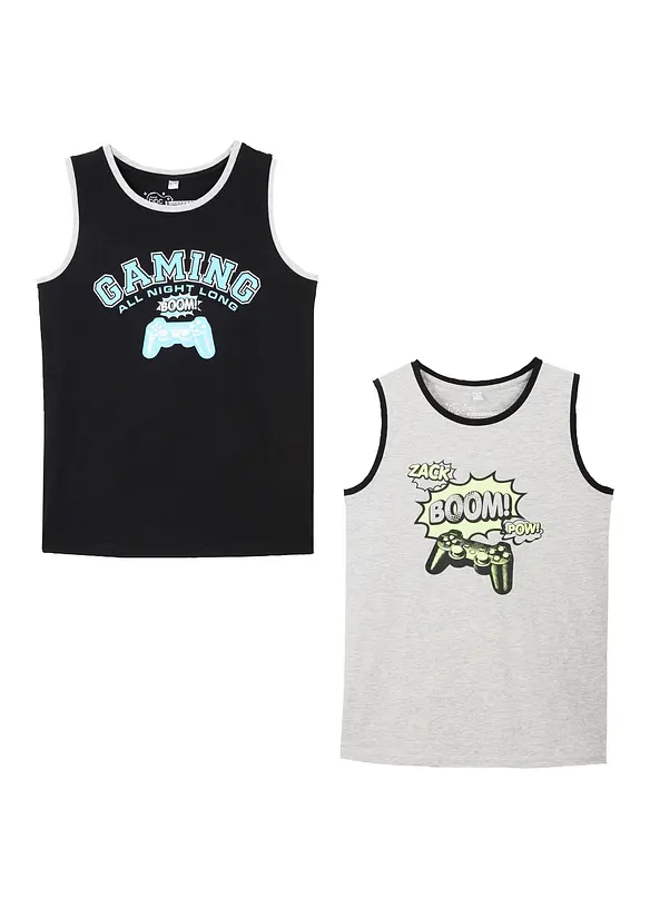 Lot de 2 débardeurs garçon en coton, bonprix