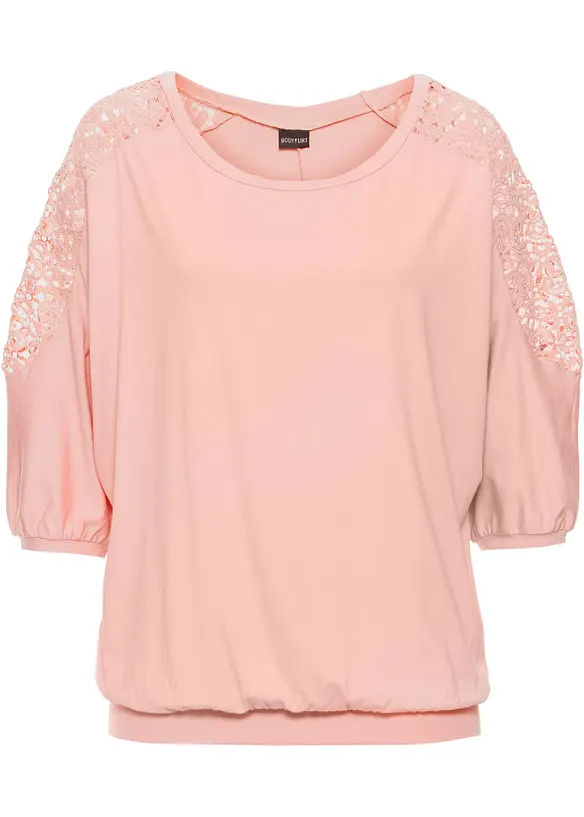 T-shirt oversize en viscose et dentelle, bonprix