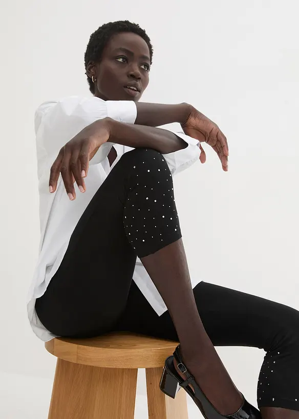 Legging 3/4 en coton extensible, bonprix