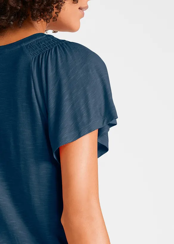 T-shirt fil flammé à manches papillon, bonprix