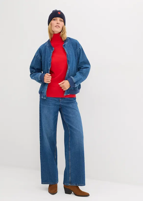 Pull col roul&eacute; basique, bonprix