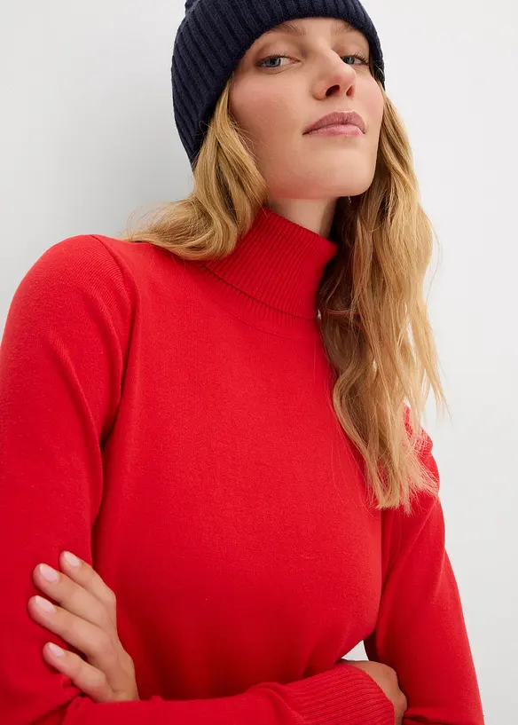 Pull col roul&eacute; basique, bonprix