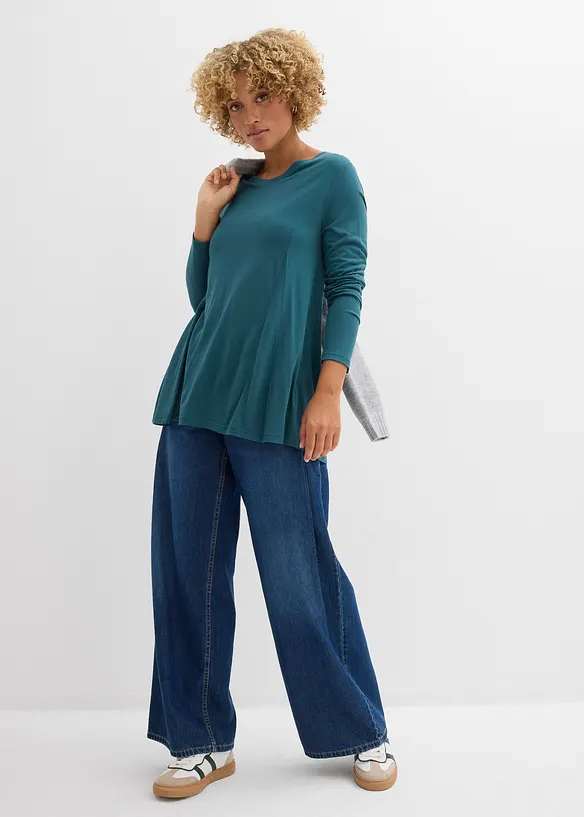 T-shirt &agrave; manches longues en viscose douce, bonprix