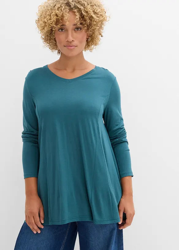 T-shirt &agrave; manches longues en viscose douce, bonprix