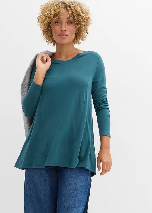 T-shirt &agrave; manches longues en viscose douce, bonprix
