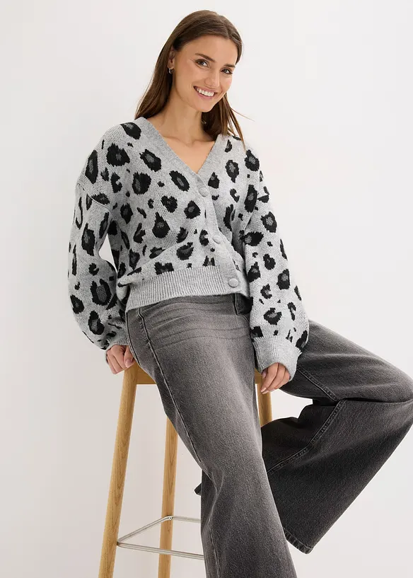 Gilet en maille léopard, bonprix