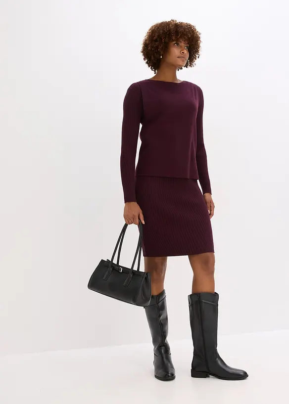 Robe en maille et pull sans manches (ens. 2 pces), bonprix