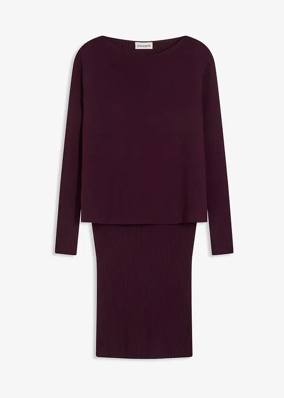 Robe en maille et pull sans manches (ens. 2 pces), bonprix