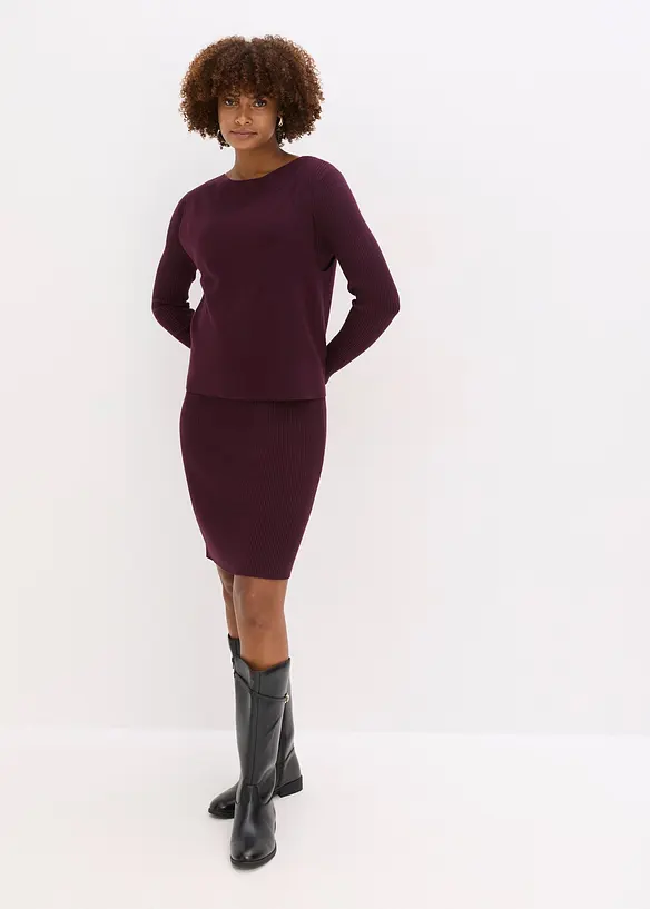 Robe en maille et pull sans manches (ens. 2 pces), bonprix