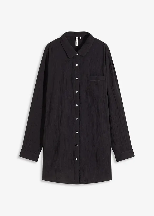 Chemise de nuit boutonnée en gaze de coton, oversize, bonprix