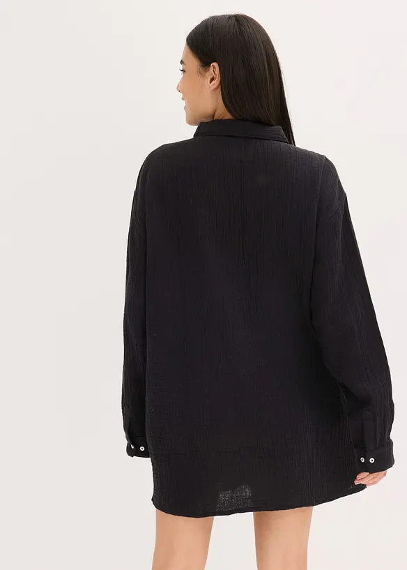 Chemise de nuit boutonnée en gaze de coton, oversize, bonprix