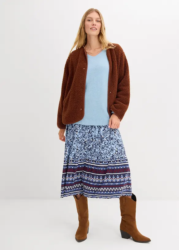 Pull en fine maille douce à manches ballon, bonprix