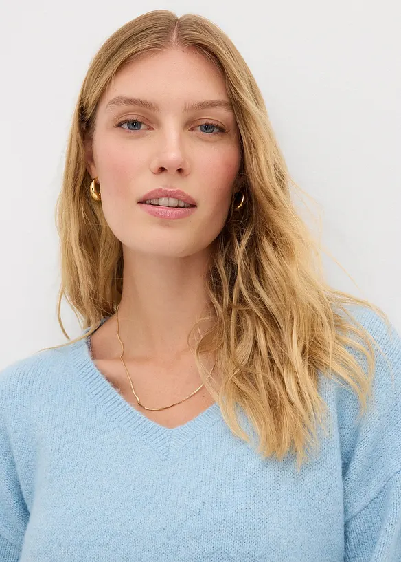 Pull en fine maille douce à manches ballon, bonprix