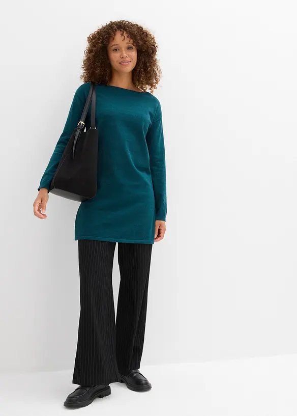 Pull long en coton recyclé majoritaire, bonprix