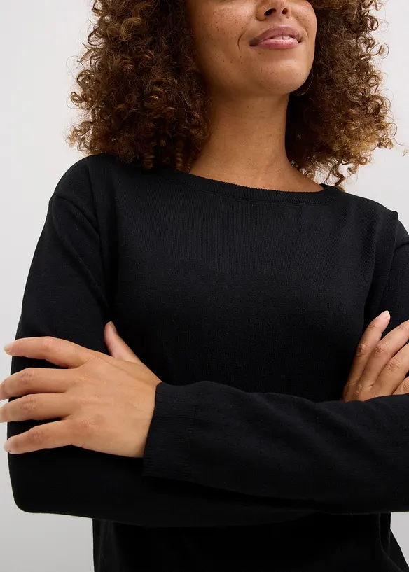 Pull long en coton recyclé majoritaire, bonprix