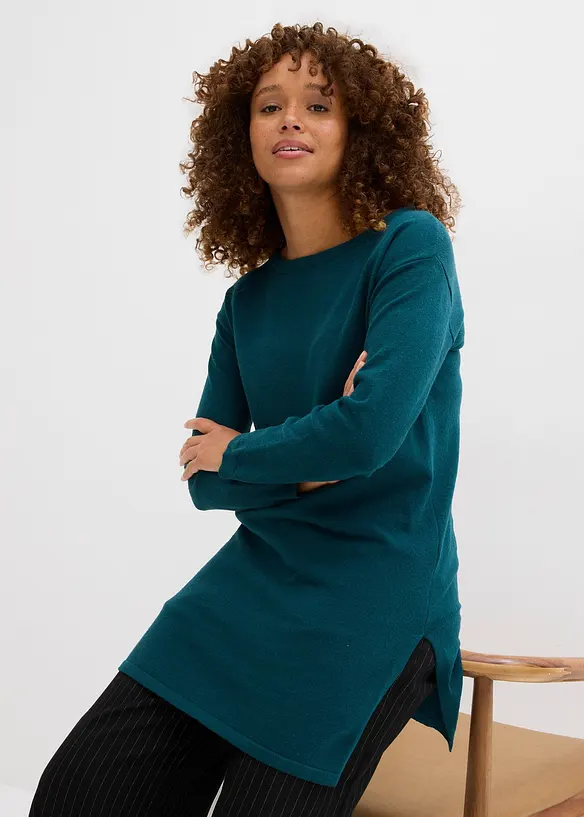 Pull long en coton recyclé majoritaire, bonprix