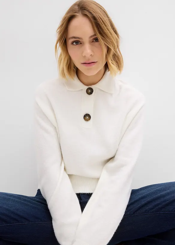 Pull col polo, bonprix