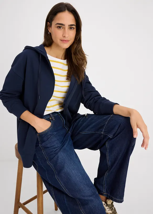 Sweat zippé long, bonprix