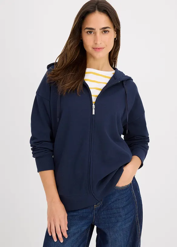 Sweat zippé long, bonprix