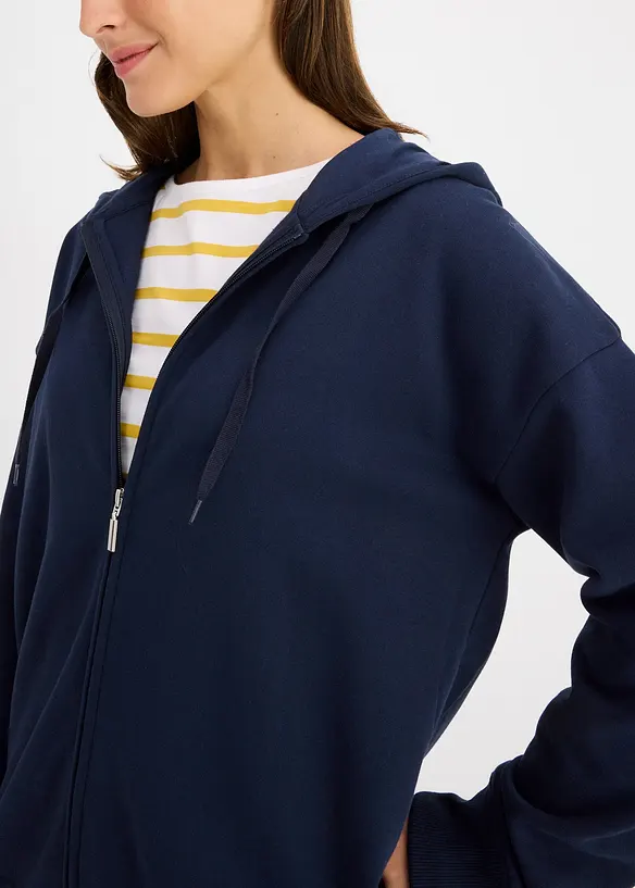 Sweat zippé long, bonprix