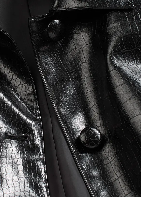 Veste enduite raccourcie à effet croco brillant, bonprix