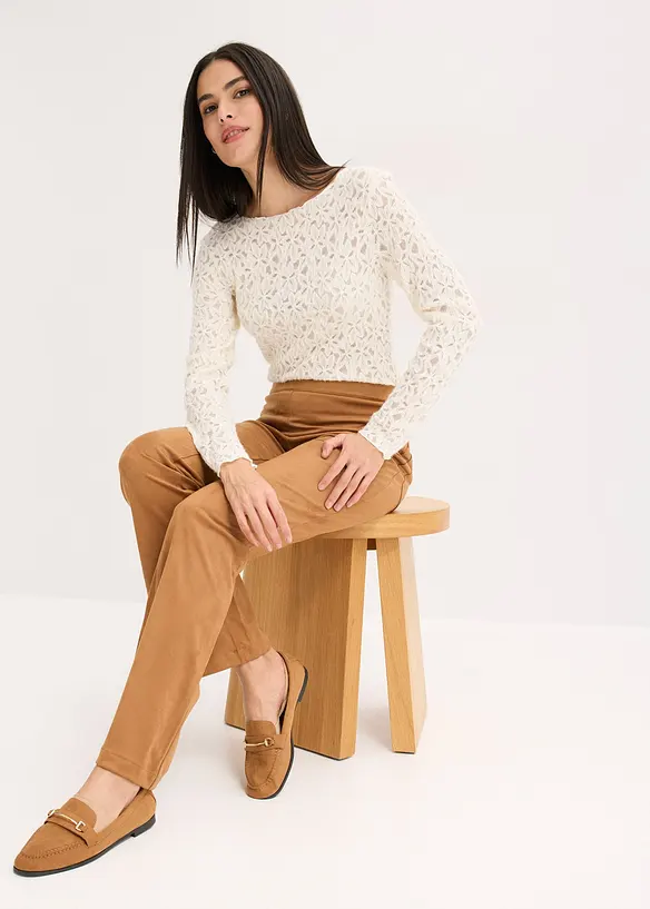 Pantalon flare en suédine, bonprix