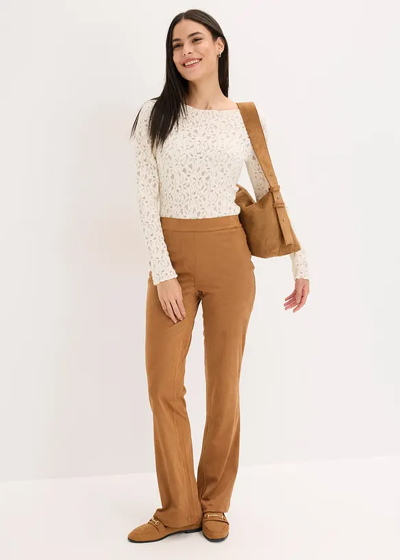 Pantalon flare en suédine, bonprix
