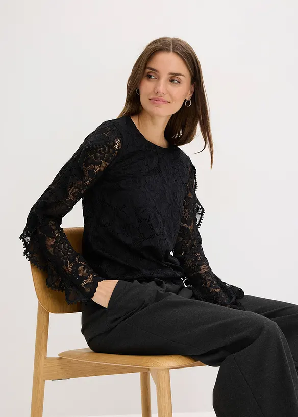 Blouse en dentelle et jersey, bonprix