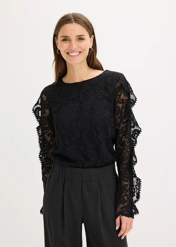 Blouse en dentelle et jersey, bonprix