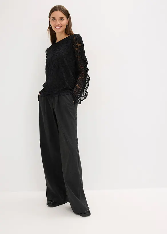 Blouse en dentelle et jersey, bonprix