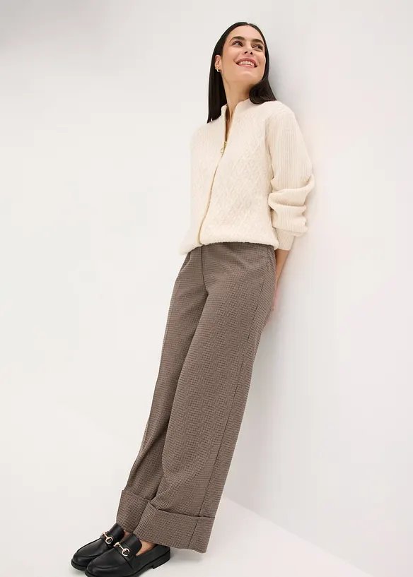 Pantalon à taille élastiquée, imprimé carreaux, bonprix