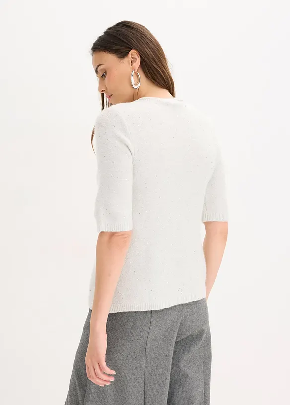 Pull manches coudes à sequins et fil brillant, bonprix