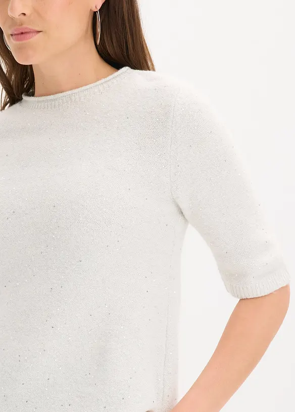 Pull manches coudes à sequins et fil brillant, bonprix
