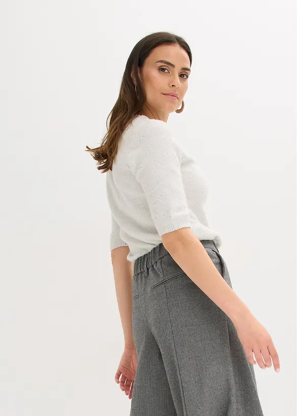 Pull manches coudes à sequins et fil brillant, bonprix