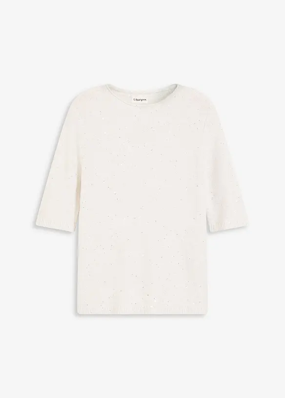 Pull manches coudes à sequins et fil brillant, bonprix