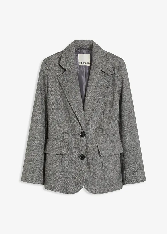 Blazer motif chevrons en laine mélangée, bonprix