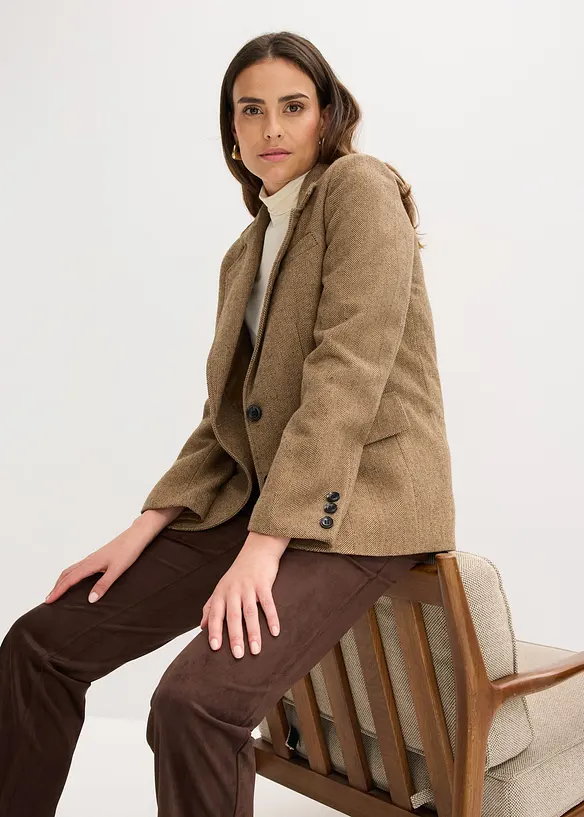 Blazer motif chevrons en laine mélangée, bonprix