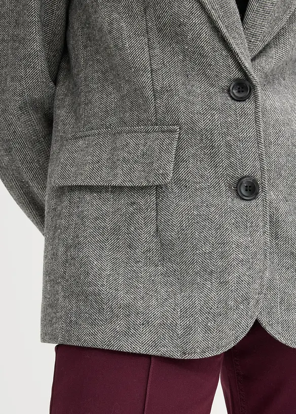 Blazer motif chevrons en laine mélangée, bonprix