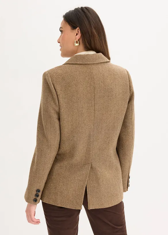 Blazer motif chevrons en laine mélangée, bonprix