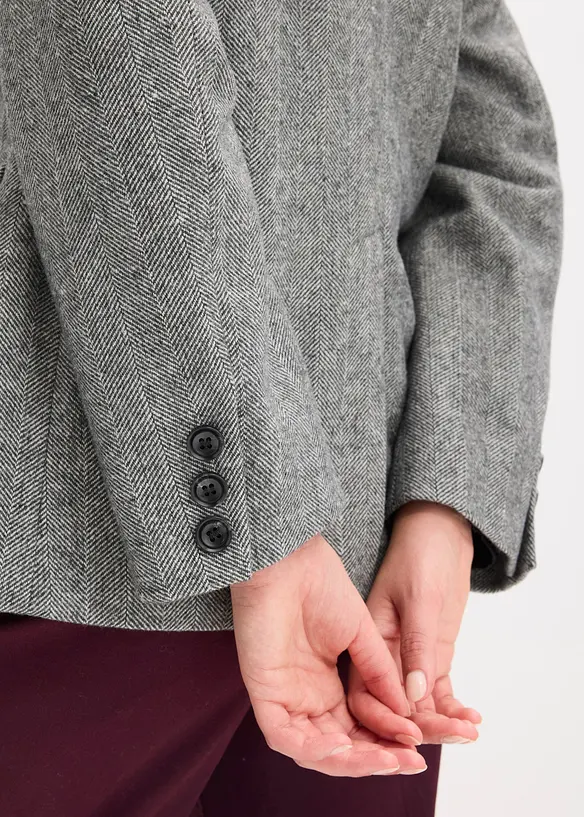 Blazer motif chevrons en laine mélangée, bonprix