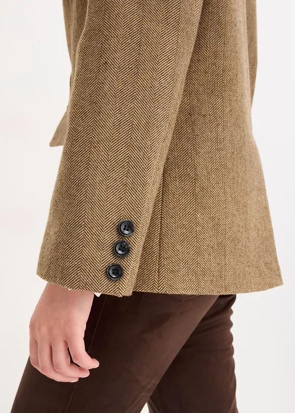 Blazer motif chevrons en laine mélangée, bonprix