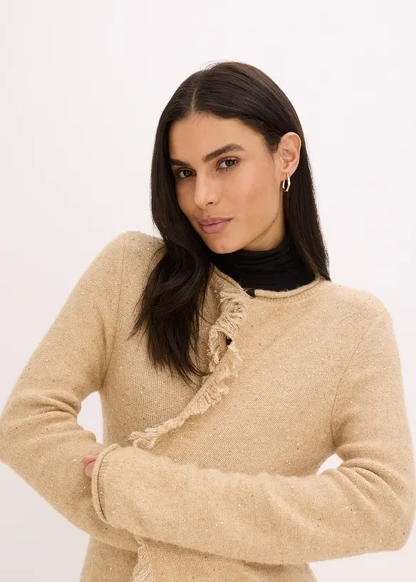 Manteau court en maille avec sequins et fil brillant, bonprix