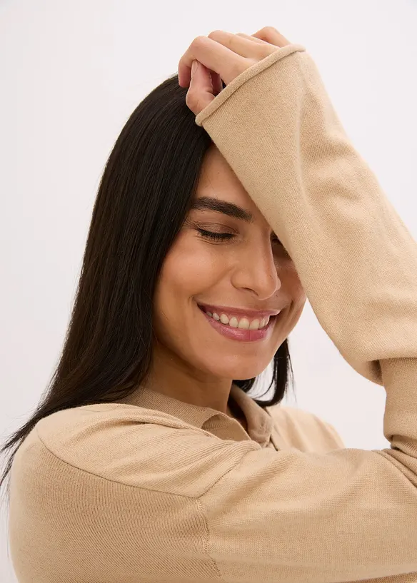 Gilet en fine maille à col chemise, bonprix