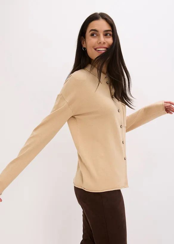 Gilet en fine maille à col chemise, bonprix