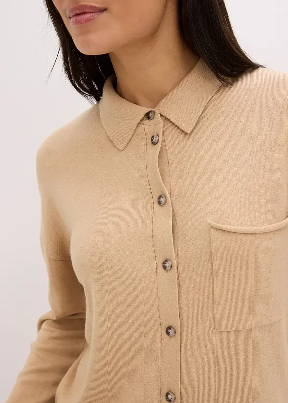 Gilet en fine maille à col chemise, bonprix