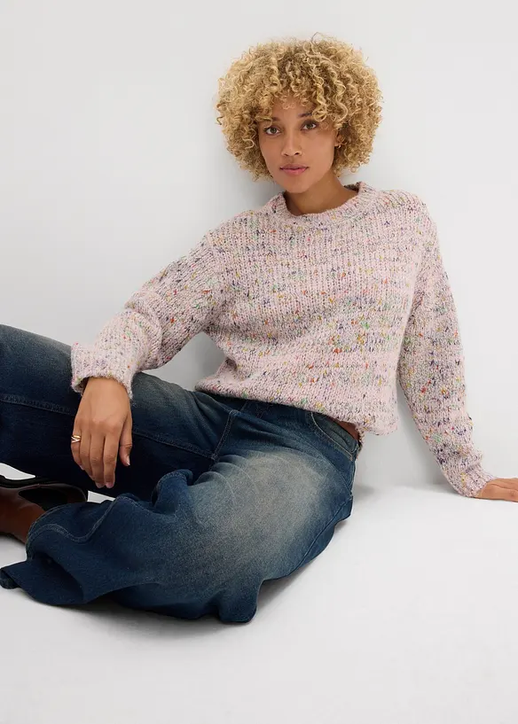 Pull oversize en maille chinée et texturée, bonprix