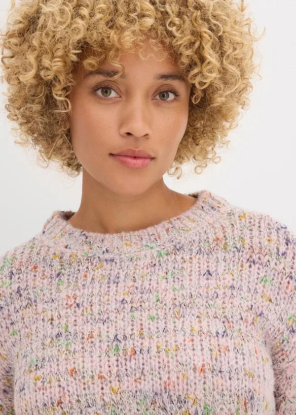 Pull oversize en maille chinée et texturée, bonprix