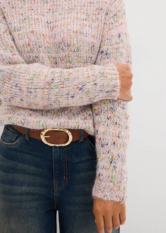 Pull oversize en maille chinée et texturée, bonprix